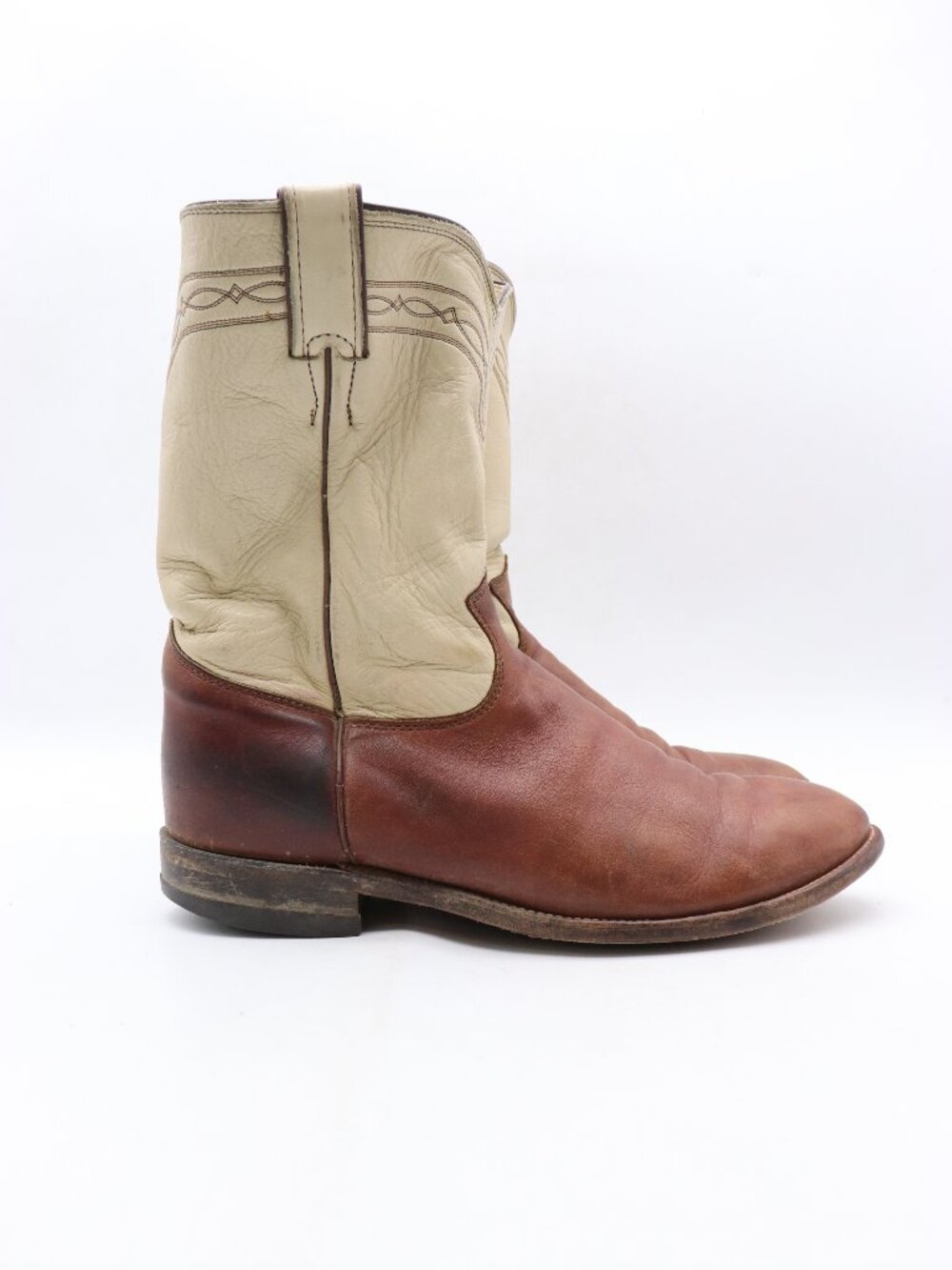 Justin 3456 Round Toe Men's Size 9.5 D Brown Leather Western Cowboy Soft Toe